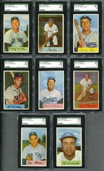 1954 Bowman Complete Set of 224 Cards with Eight SGC Graded Cards